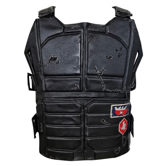 2077 Keanu Reeves Black Tactical Leather Vest