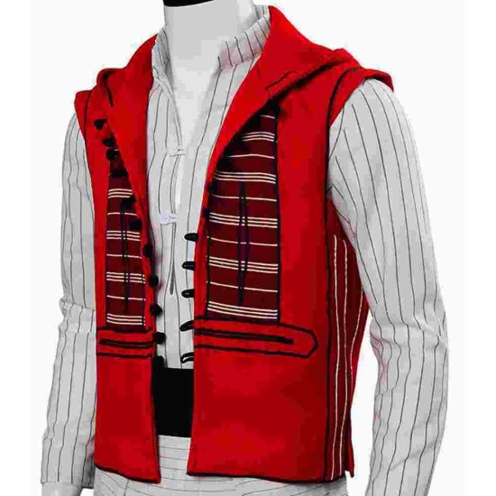 Aladdin Mena Massoud Red Hooded Aladdin Vest Cosplay Costume