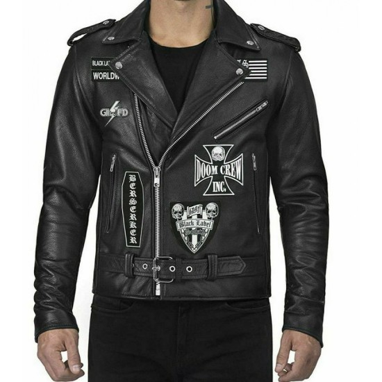 Black Label Society Doom Crew Real Leather Biker Jacket