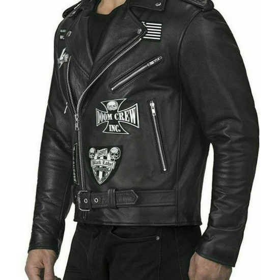 Black Label Society Doom Crew Real Leather Biker Jacket