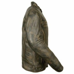 Distressed Wax Vintage Biker Retro Motorcycle Cafe Racer Leather Jacket