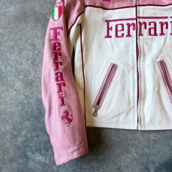Ferrari Pink Leather Jacket