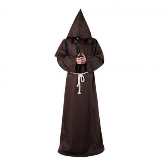 Horror Grim Reaper Costume Vintage Monk Cosplay Cloak Robe Scary Wizard Costume