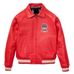 Limited Edition Red Icon Croc Avirex Leather Jacket 