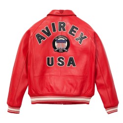 Limited Edition Red Icon Croc Avirex Leather Jacket 