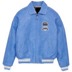 Limited Edition sky Blue Icon Croc Avirex Leather Jacket