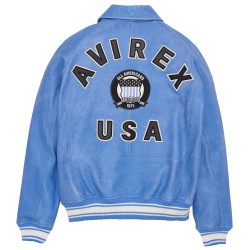 Limited Edition sky Blue Icon Croc Avirex Leather Jacket