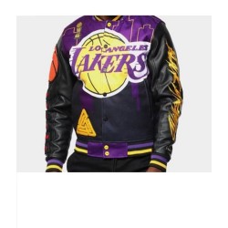 Los Angeles Lakers Black Pyramid Letterman Jacket