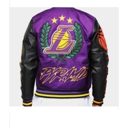 Los Angeles Lakers Black Pyramid Letterman Jacket