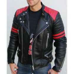 Men's Brando Vintage Motorcycle Real Leather Jacket Classic Design Biker Jacket