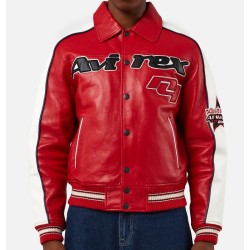 Mens Avirex All Stars Red Leather Jacket