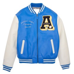 Mens Avirex Blue Varsity Biker Jacket