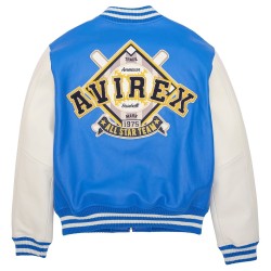 Mens Avirex Blue Varsity Biker Jacket