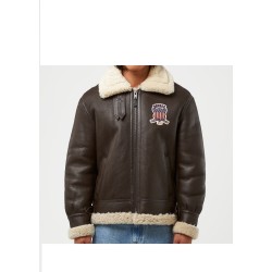 Mens Avirex Dark Brown Shearling Leather Jacket