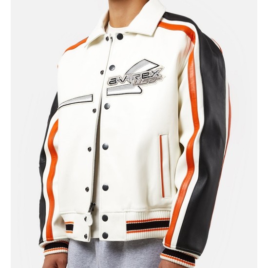 Mens Avirex Ghost Rider White Leather Jacket Mens Avirex Ghost Rider White Leather Jacket