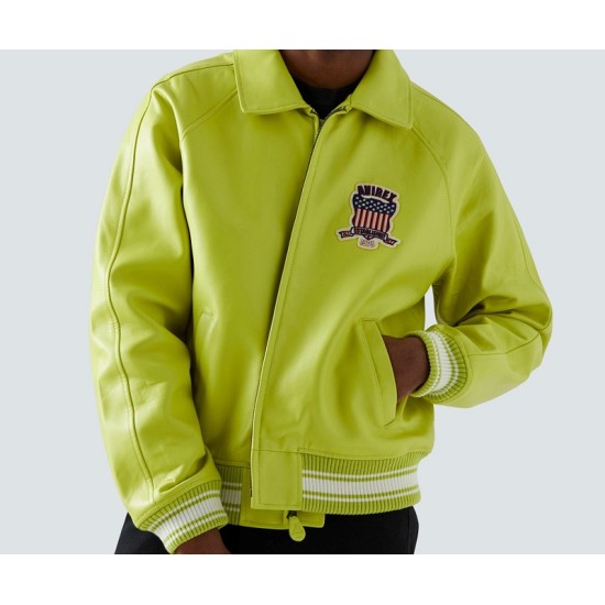 Mens Avirex Green Biker Jacket Mens Avirex Green Biker Jacket