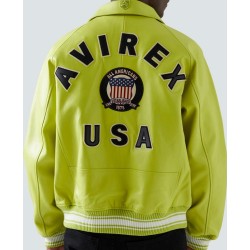 Mens Avirex Green Biker Jacket