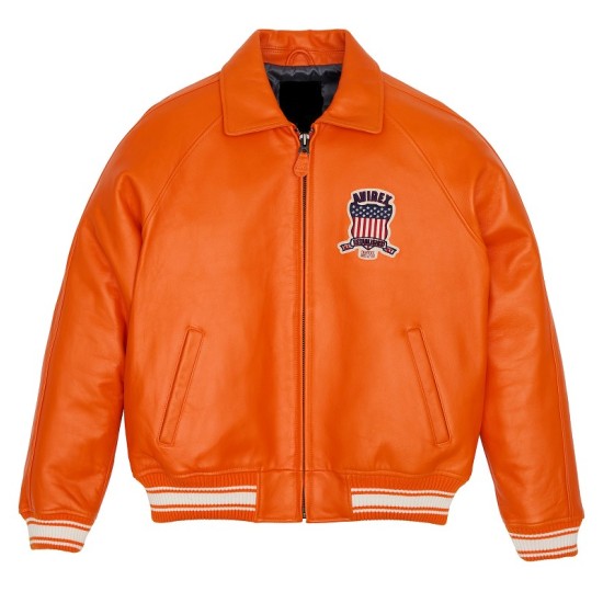 Mens Avirex Icon Orange Leather Jacket Mens Avirex Icon Orange Leather Jacket