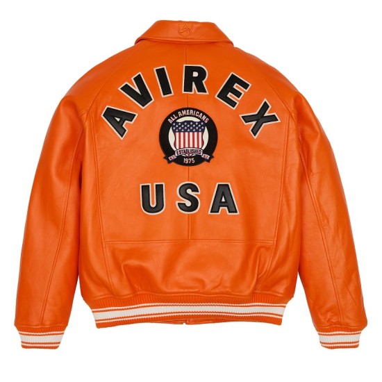 Mens Avirex Icon Orange Leather Jacket Mens Avirex Icon Orange Leather Jacket