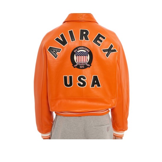 Mens Avirex Icon Orange Leather Jacket Mens Avirex Icon Orange Leather Jacket