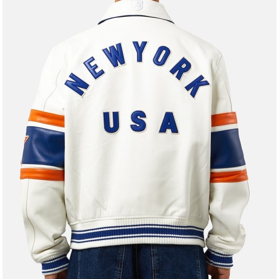 Mens Avirex New York White Leather Jacket Mens Avirex New York White Leather Jacket