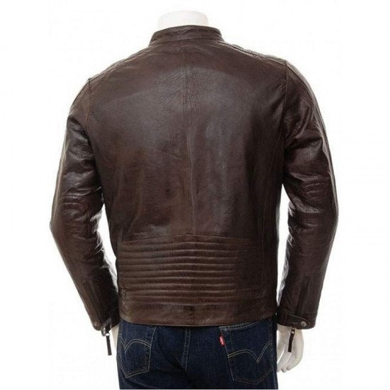 Mens Black And Brown Slimfit Stylish Classic Cafe Racer Tab Collar Real Leather Biker Jacket Mens Black And Brown Slimfit Stylish Classic Cafe Racer Tab Collar Real Leather Biker Jacket