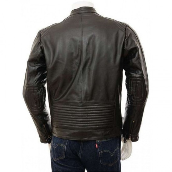 Mens Black And Brown Slimfit Stylish Classic Cafe Racer Tab Collar Real Leather Biker Jacket Mens Black And Brown Slimfit Stylish Classic Cafe Racer Tab Collar Real Leather Biker Jacket