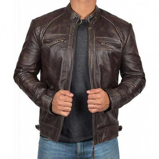 Mens Brown Genuine Lambskin Motorcycle Leather Jacket Mens Brown Genuine Lambskin Motorcycle Leather Jacket
