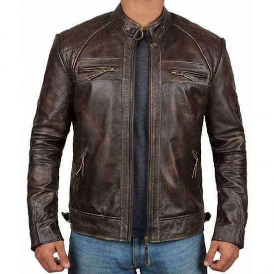 Mens Brown Genuine Lambskin Motorcycle Leather Jacket Mens Brown Genuine Lambskin Motorcycle Leather Jacket