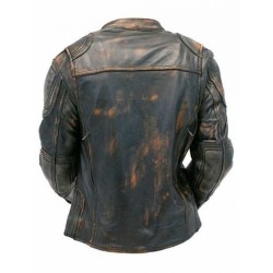 Mens Cafe Racer Quilted Distressed Brown Vintage Motorcycle Biker Leather Jacket