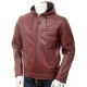 Mens Oxblood Hooded Leather Jacket Mens Oxblood Hooded Leather Jacket