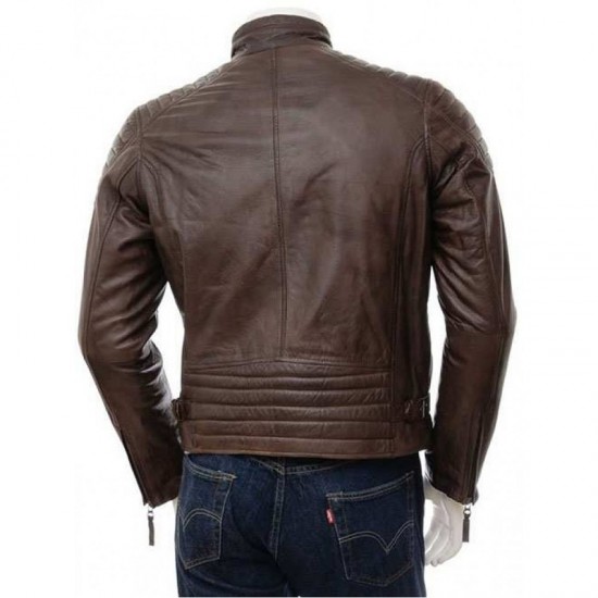 Mens Quilt Elegant Classic Real Leather Biker Jacket Mens Quilt Elegant Classic Real Leather Biker Jacket