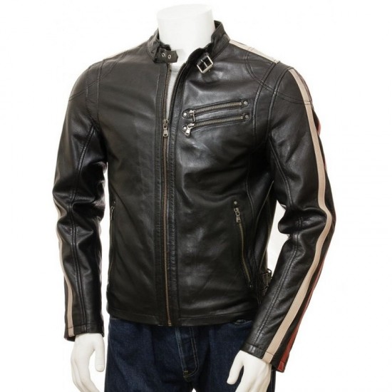Mens Retro Cafe Racer Style Real Leather Biker Jacket Mens Retro Cafe Racer Style Real Leather Biker Jacket