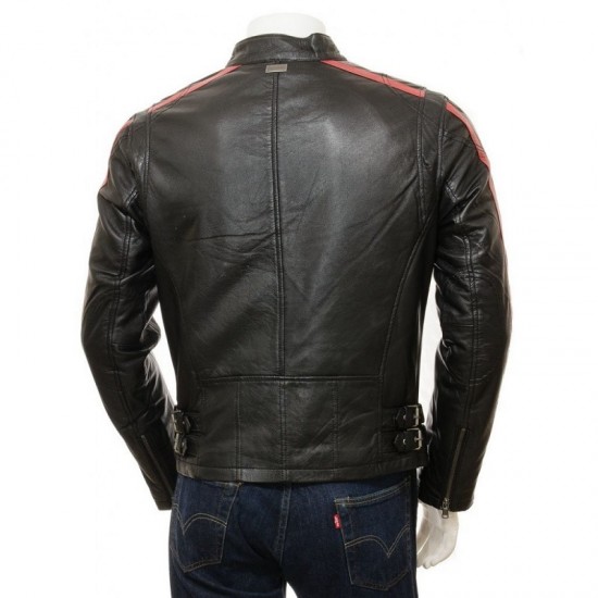 Mens Retro Cafe Racer Style Real Leather Biker Jacket Mens Retro Cafe Racer Style Real Leather Biker Jacket