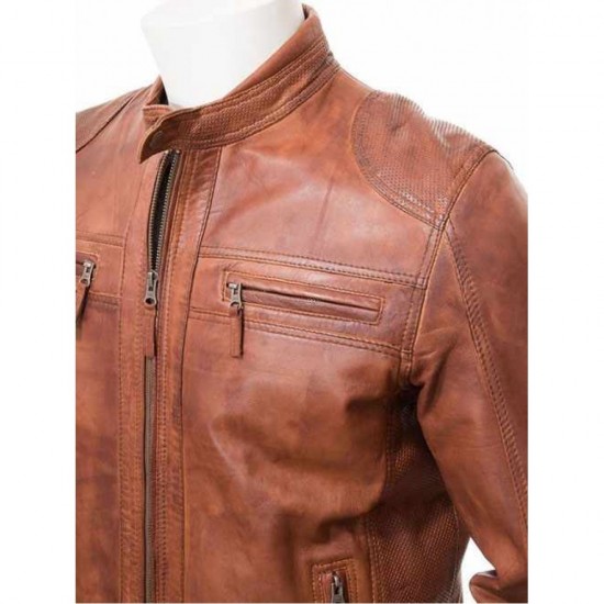 Mens Stunning Four Zipped Pockets Real Leather Biker Jacket Mens Stunning Four Zipped Pockets Real Leather Biker Jacket