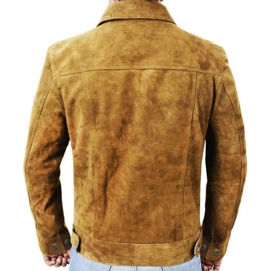 Mens Suede Leather Trucker Jacket - Classic Motorcycle Western Goat Leather Jacket Mens Suede Leather Trucker Jacket - Classic Motorcycle Western Goat Leather Jacket