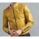 Mens Yellow Cafe Racer Leather Jacket Mens Yellow Cafe Racer Leather Jacket