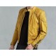 Mens Yellow Cafe Racer Leather Jacket Mens Yellow Cafe Racer Leather Jacket