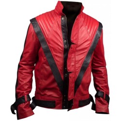 Michael Jackson Thriller Red Costume Leather Jacket