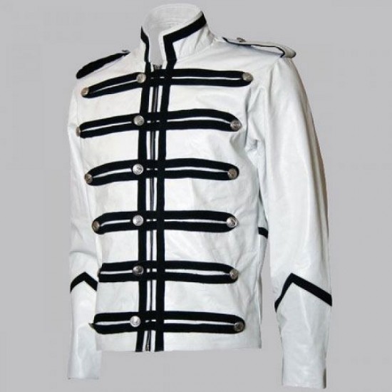 Military Style Men White Motorcycle Jacket Military Style Men White Motorcycle Jacket