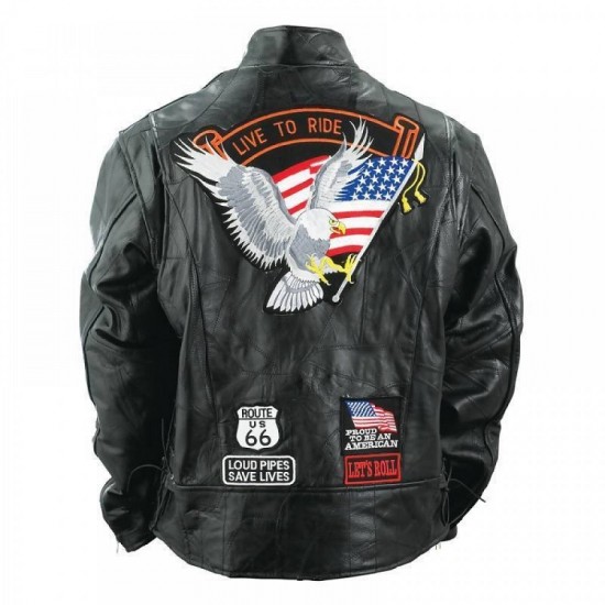 Motorcycle Jacket Live to Ride Eagle USA Biker Diamond Plate New Motorcycle Jacket Live to Ride Eagle USA Biker Diamond Plate New
