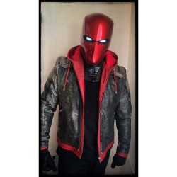 New Men's Arkham Knight Jason Todd Red Hood Leather Jacket