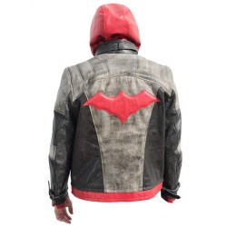 New Men's Arkham Knight Jason Todd Red Hood Leather Jacket
