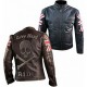New Men's Biker Vintage Cafe Racer Leather Jacket with UK Flag and Embossed Skull New Men's Biker Vintage Cafe Racer Leather Jacket with UK Flag and Embossed Skull