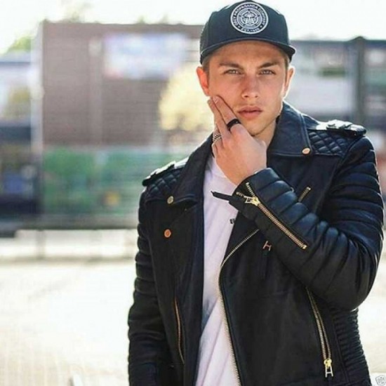 New Men's Black Lambskin Quilted Slim Fit Motorcycle Leather Jacket New Men's Black Lambskin Quilted Slim Fit Motorcycle Leather Jacket