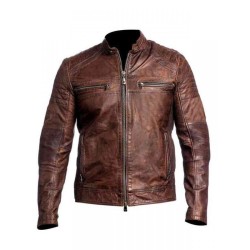 New Men's Cafe Racer Slim Fit Motorcycle Brownish Vintage Jacket