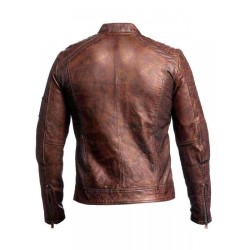 New Men's Cafe Racer Slim Fit Motorcycle Brownish Vintage Jacket