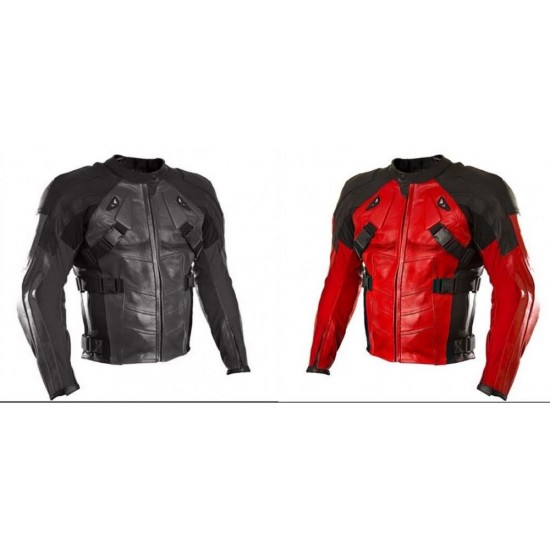 New Men's DeadPool Motorbike Leather Jacket New Men's DeadPool Motorbike Leather Jacket