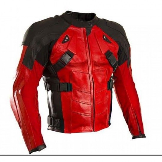 New Men's DeadPool Motorbike Leather Jacket New Men's DeadPool Motorbike Leather Jacket