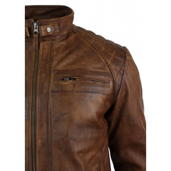 New Men's Distressed Brown Motorcycle Real Sheepskin Leather Jacket New Men's Distressed Brown Motorcycle Real Sheepskin Leather Jacket